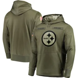 Pittsburgh Steelers Men's 2018 Salute to Service Sideline Therma Performance Pullover Hoodie (Olive)