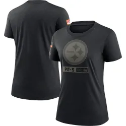 Pittsburgh Steelers Women's 2020 Salute To Service Performance T-Shirt (Black)