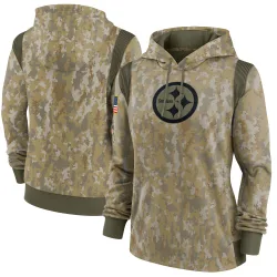 Pittsburgh Steelers Women's 2021 Salute to Service Therma Performance Pullover Hoodie (Olive)