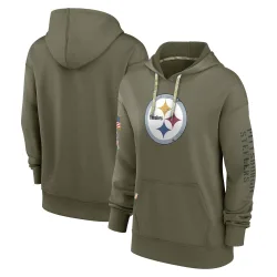 Pittsburgh Steelers Women's 2022 Salute to Service Performance Pullover Hoodie (Olive)