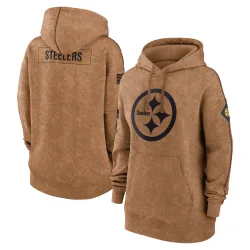 Pittsburgh Steelers Women's 2023 Salute to Service Pullover Hoodie (Brown)