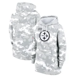 Pittsburgh Steelers Women's 2024 Salute To Service Club Fleece Pullover Hoodie (Arctic Camo)