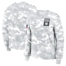 Pittsburgh Steelers Women's 2024 Salute To Service Long Sleeve T-Shirt (Arctic Camo)