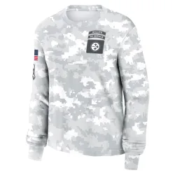 Pittsburgh Steelers Women's 2024 Salute To Service Long Sleeve T-Shirt (Arctic Camo)