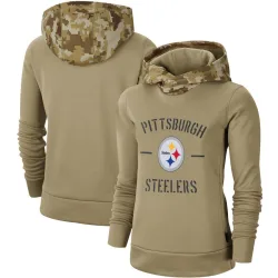 Pittsburgh Steelers Women's Khaki 2019 Salute to Service Therma Pullover Hoodie ()