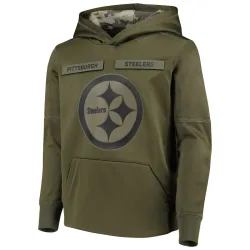 Pittsburgh Steelers Youth 2018 Salute to Service Pullover Performance Hoodie (Green)