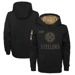 Pittsburgh Steelers Youth 2020 Salute to Service Pullover Performance Hoodie (Black)