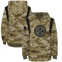 Pittsburgh Steelers Youth 2021 Salute to Service Therma Performance Pullover Hoodie (Olive)