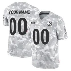 Custom Pittsburgh Steelers Limited Men's 2024 Salute to Service Jersey (Arctic Camo)