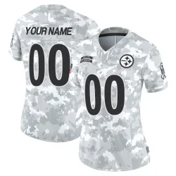 Custom Pittsburgh Steelers Limited Women's 2024 Salute to Service Jersey (Arctic Camo)