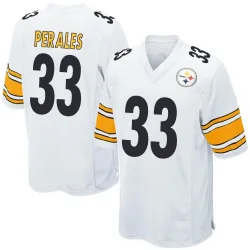 David Perales Pittsburgh Steelers Game Youth Jersey (White)