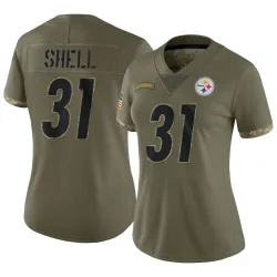 Donnie Shell Pittsburgh Steelers Limited Women's 2022 Salute To Service Jersey (Olive)