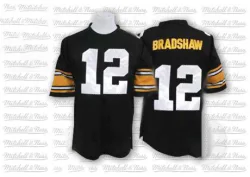 Terry Bradshaw Pittsburgh Steelers Authentic Men's Mitchell And Ness Team Color Throwback Jersey (Black)