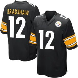 Terry Bradshaw Pittsburgh Steelers Game Men's Team Color Jersey (Black)