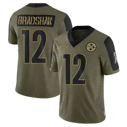 Terry Bradshaw Pittsburgh Steelers Limited Youth 2021 Salute To Service Jersey (Olive)