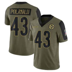 Troy Polamalu Pittsburgh Steelers Limited Men's 2021 Salute To Service Jersey (Olive)
