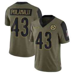 Troy Polamalu Pittsburgh Steelers Limited Youth 2021 Salute To Service Jersey (Olive)